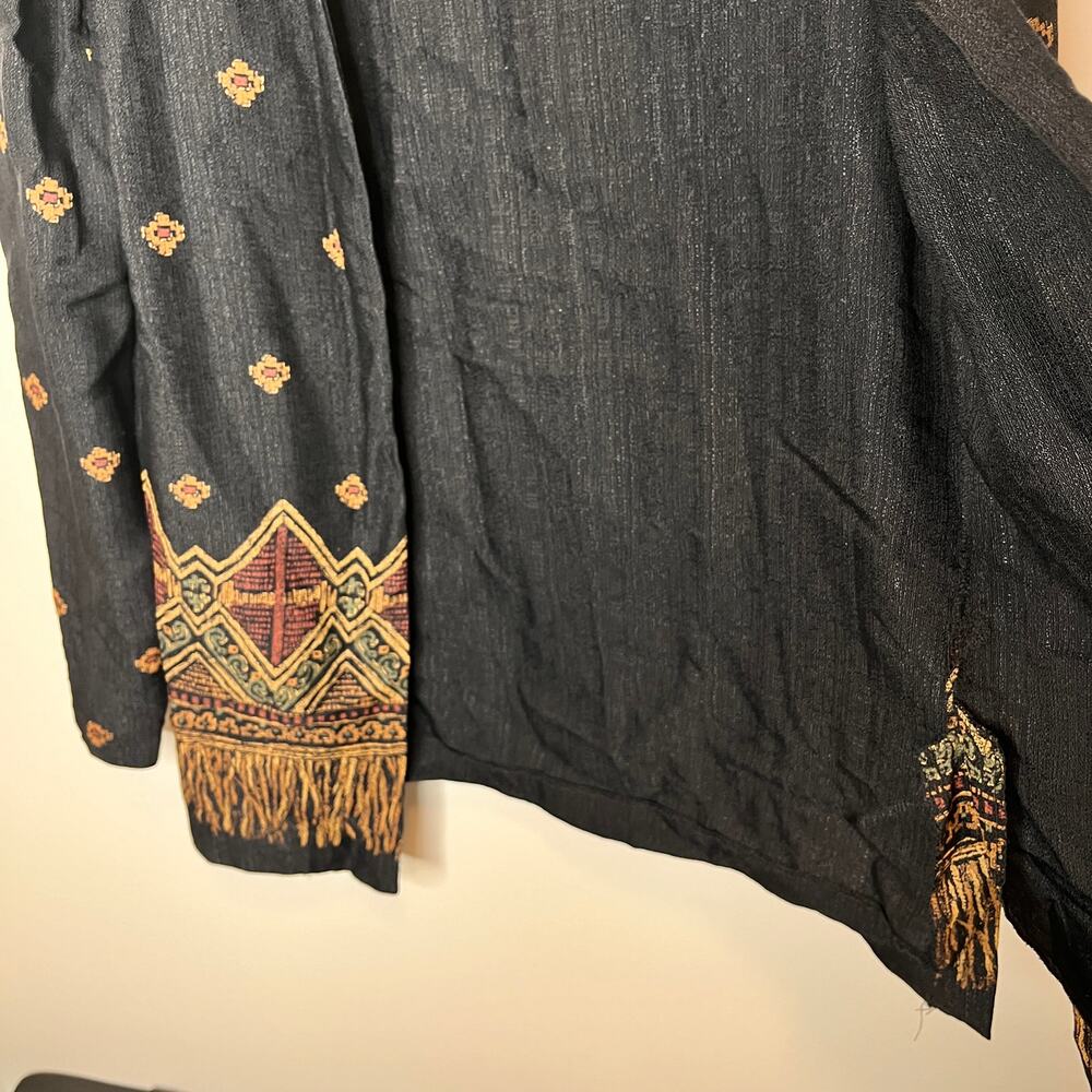 Vintage J.B.S Boho Embroidered Open Front Jacket Blazer Tribal Ethnic Cardigan - Picture 9 of 12